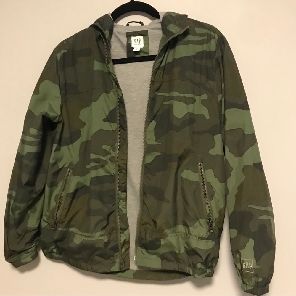GAP Boys Jersey-Lined Camo Windbuster